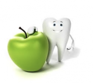 Teeth and apple